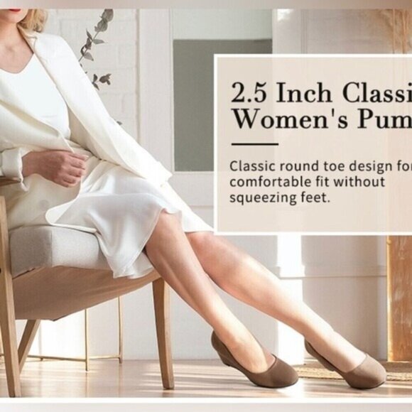 Greatonu Women's Wedge Pumps Closed Toe High Heel Slip on Office Dress Shoes 7.5 - Picture 5 of 7